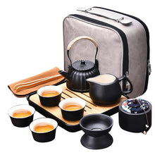 Load image into Gallery viewer, Tiliang Gongfu Travel Tea Set — 10 Piece Portable Ceramic Set, 4 Cups