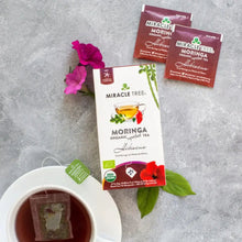 Load image into Gallery viewer, Organic Moringa Tea — Hibiscus, Caffeine-Free Herbal Tea, 25 Tea Bags