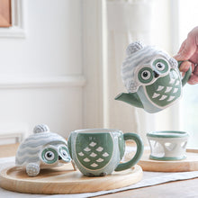 Load image into Gallery viewer, Ceramic Teapot Cartoon Coffee Pot with Base - Eucalyptus And Sage | Tea, Coffee, Mug, and Cup products for men and women of all ages