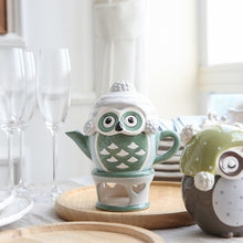 Load image into Gallery viewer, Ceramic Teapot Cartoon Coffee Pot with Base - Eucalyptus And Sage | Tea, Coffee, Mug, and Cup products for men and women of all ages