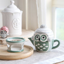 Load image into Gallery viewer, Ceramic Teapot Cartoon Coffee Pot with Base - Eucalyptus And Sage | Tea, Coffee, Mug, and Cup products for men and women of all ages