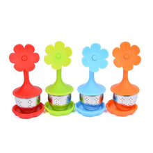 Load image into Gallery viewer, Silicone and Stainless Steel Flower Tea Infuser with Drip Tray 4 Piece - Eucalyptus And Sage | Tea, Coffee, Mug, and Cup products for men and women of all ages