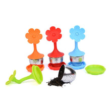Load image into Gallery viewer, Silicone and Stainless Steel Flower Tea Infuser with Drip Tray 4 Piece - Eucalyptus And Sage | Tea, Coffee, Mug, and Cup products for men and women of all ages