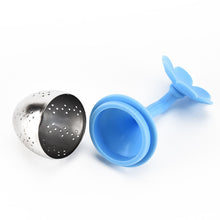 Load image into Gallery viewer, Silicone and Stainless Steel Flower Tea Infuser with Drip Tray 4 Piece - Eucalyptus And Sage | Tea, Coffee, Mug, and Cup products for men and women of all ages